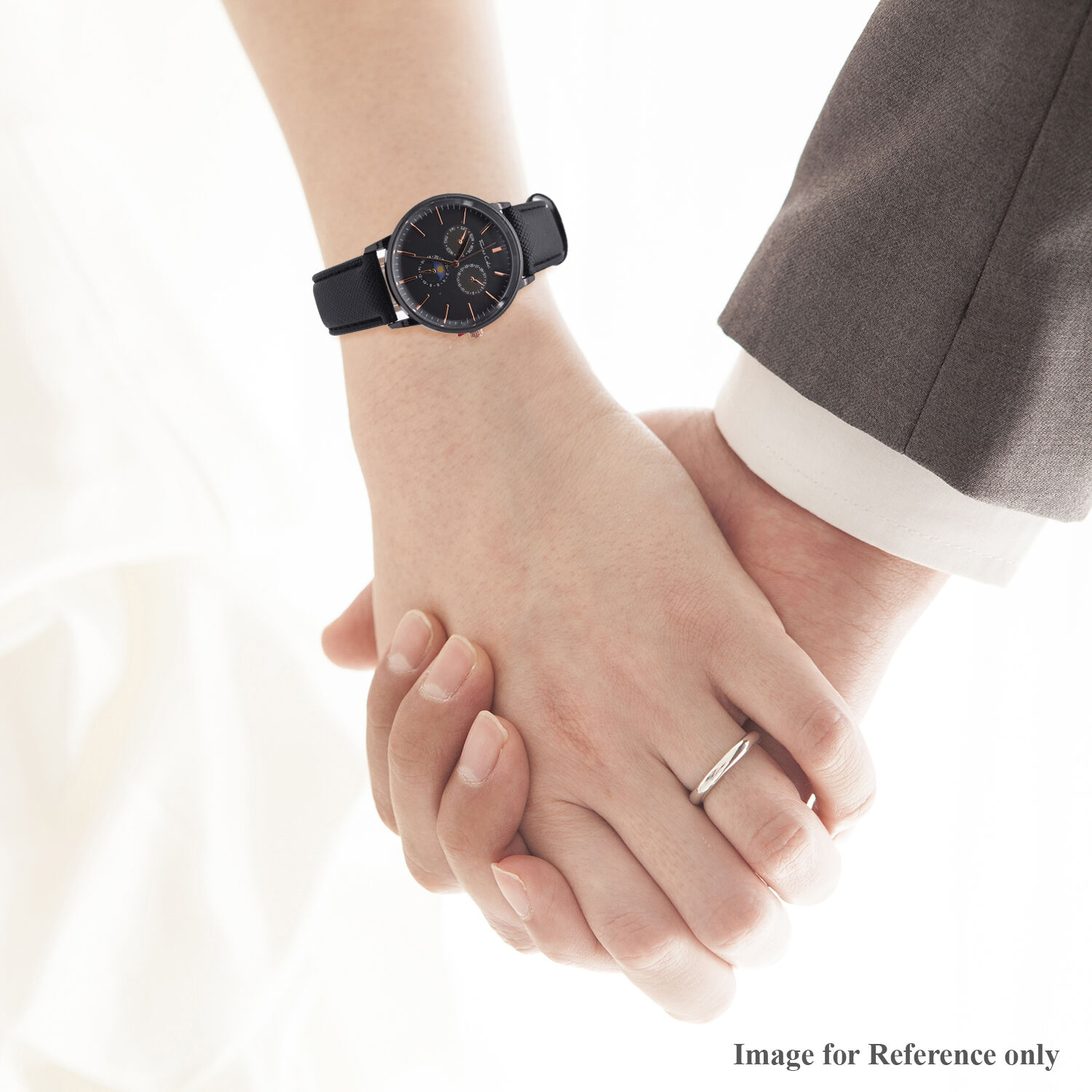 Thomas Calvi Black Faux Multi Dial Watch in Black Tone with Black Strap