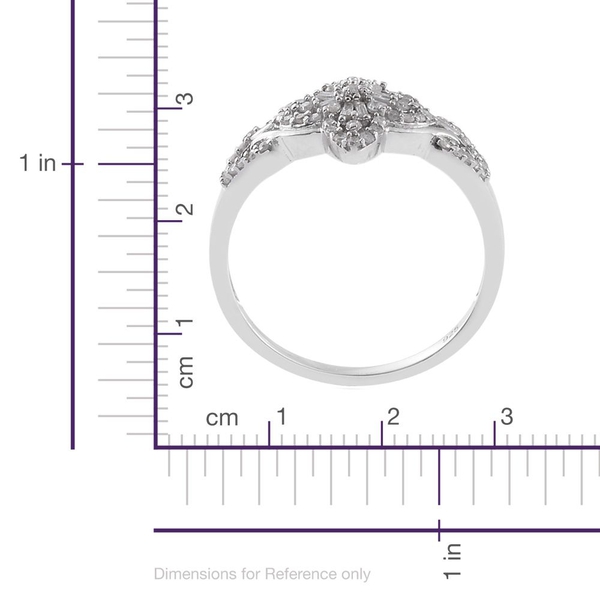 Diamond (Rnd) Floral Ring in Platinum Overlay Sterling Silver 0.330 Ct.