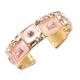 White Austrian Crystal, Simulated Diamond and Simulated Pink Sapphire Enamelled Bangle (Size 7) in G
