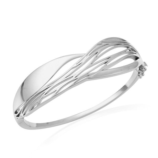 Isabella Liu Sea Rhyme Collection - Rhodium Overlay Sterling Silver Bangle (Size 7.5), Silver wt. 28