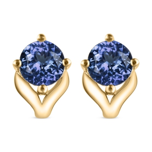 AA Tanzanite (Rnd) Stud Earrings (with Push Back) in 18K Yellow Gold Vermeil Sterling Silver