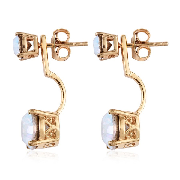 Lustro Stella  - AB Crystal (Rnd) Earrings (with Push Back) in 14K Gold Overlay Sterling Silver