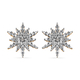 Diamond Stud Earrings (with Push Back) in Two Tone Overlay Sterling Silver