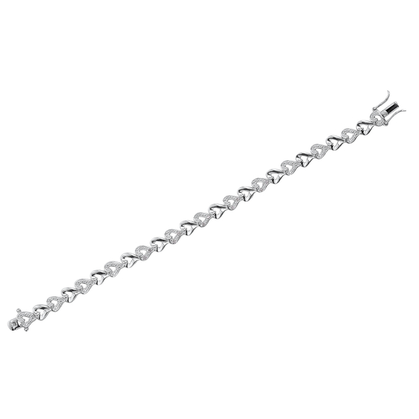 Close Out Deal Diamond (Rnd) Bracelet in Rhodium Plated Sterling Silver (Size 7.5) 0.150 Ct.