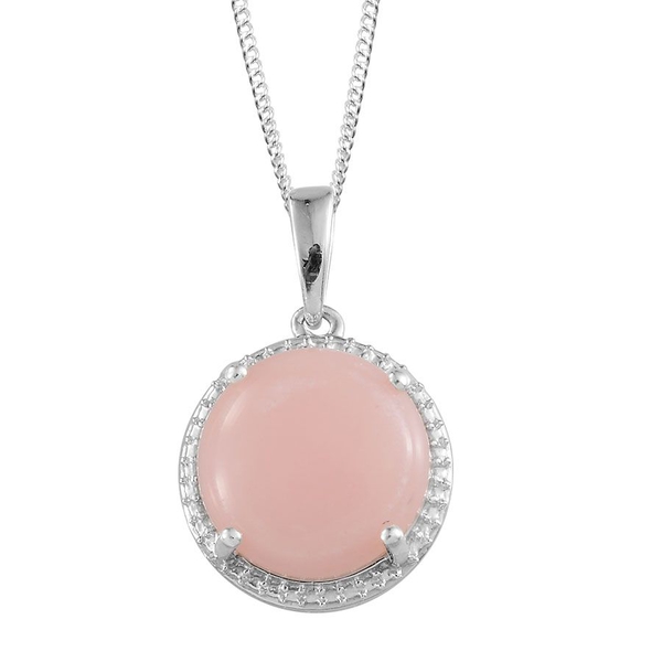 Peruvian Pink Opal (Rnd) Solitaire Pendant With Chain in Platinum Overlay Sterling Silver 5.250 Ct.