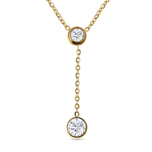 White Austrian Crystal Necklace (Size - 16.5 With 1.5 Inch Extender) in Yellow Gold Tone