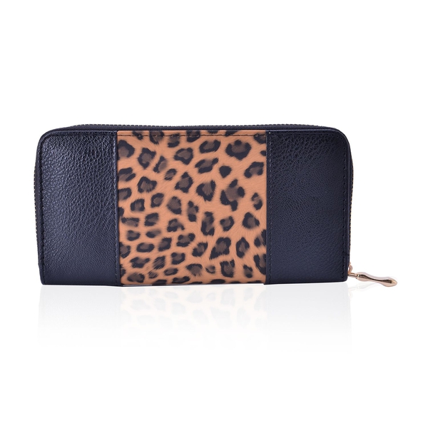Leopard Pattern Black and Chocolate Colour Wallet (20x10x2.5 Cm)