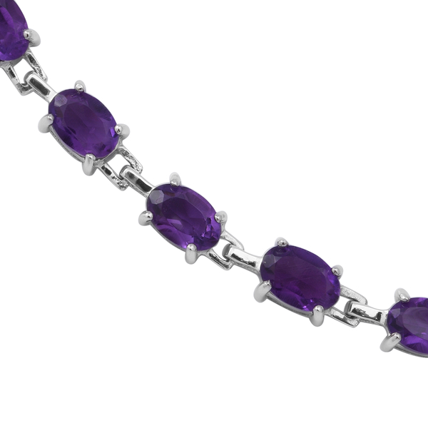 Lusaka Amethyst Necklace (Size - 18) 19.78ct in Rhodium Overlay Sterling Silver, Silver Wt. 15.00 Gms