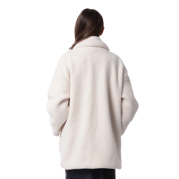 New Season Designer Inspired Teddy Faux Fur Coat in Off White