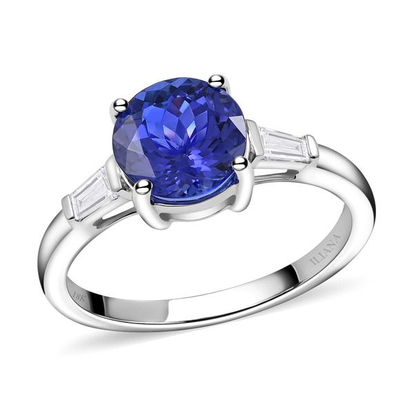 Certified and Appraised ILIANA 18K White Gold  AAA Tanzanite and Diamond SI GH Solitaire Ring Gold 3