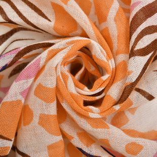 LA MAREY Merino Woolen Stripe Pattern Scarf - Orange