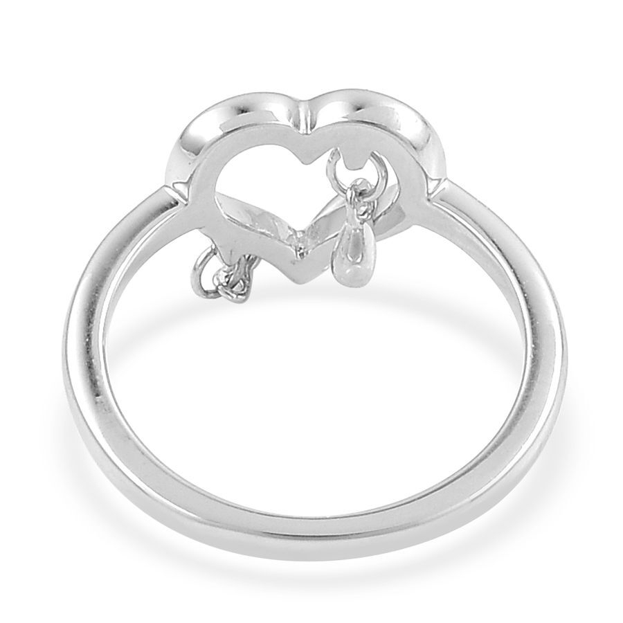 LucyQ Open Melting Heart Ring with 3 Drip in Rhodium Plated Sterling Silver