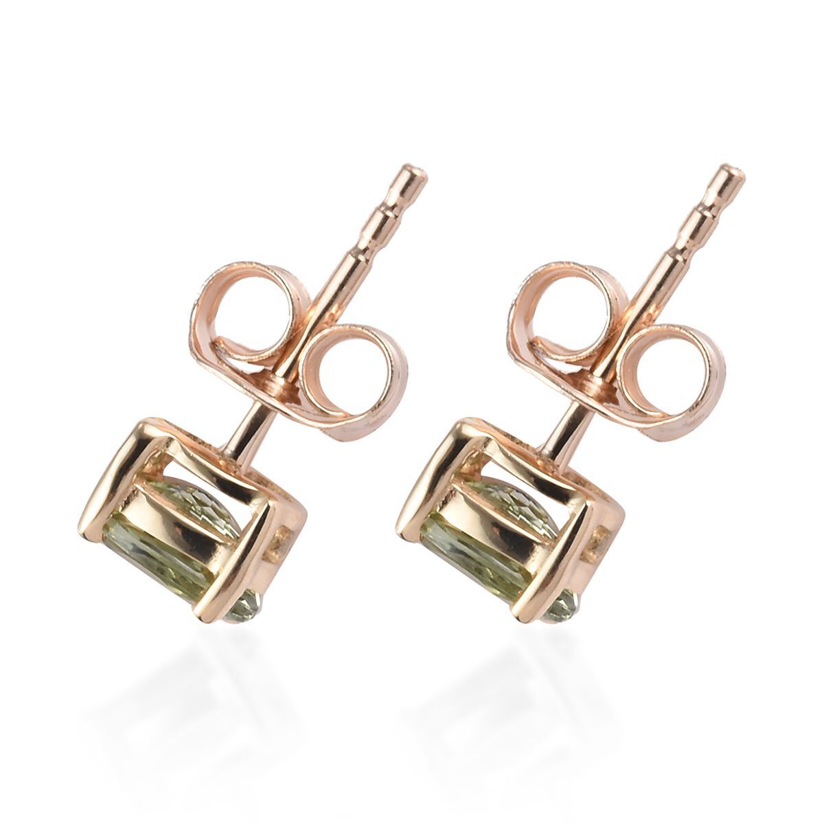 9K Yellow Gold 1 Carat AA Green Tanzanite (Ovl) Stud Earrings (with Push Back)