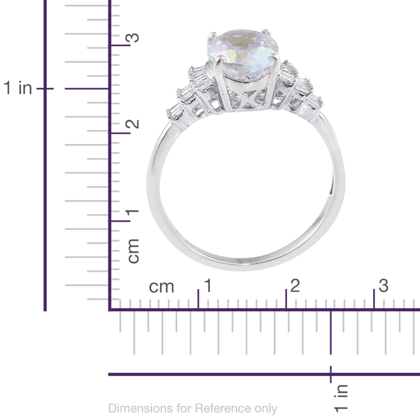 Limited Edition - AAA Mercury Mystic Topaz (Ovl 2.80 Ct), Diamond Ring in Platinum Overlay Sterling Silver 3.000 Ct.
