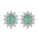 Ethiopian Emerald and Natural Cambodian Zircon Stud Earrings with Push Back in Platinum Overlay Ster