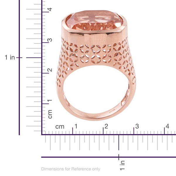 Galileia Blush Pink Quartz (Cush) Ring in Rose Gold Overlay Sterling Silver 18.250 Ct.