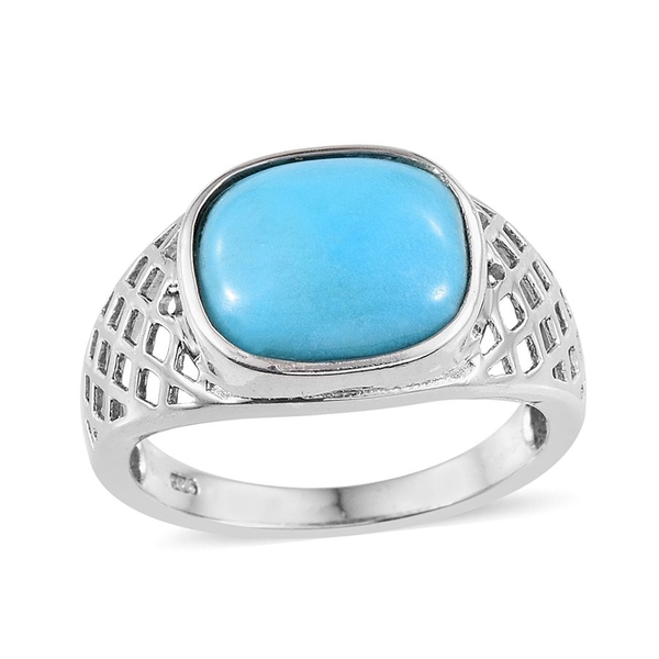 Arizona Sleeping Beauty Turquoise (Cush) Solitaire Ring in Platinum Overlay Sterling Silver 3.500 Ct