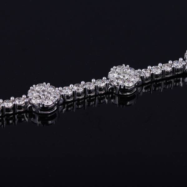 NY Close Out 14K White Gold Diamond (I1-I2/G-I) (Full Cut) Bracelet (Size - 7.25) 4.10 Ct, Gold Wt. 10.40 Gms