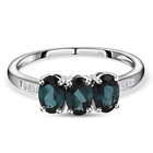 9K White Gold AA Natural Monte Belo Indicolite and Diamond Ring (Size M) 1.47 Ct.