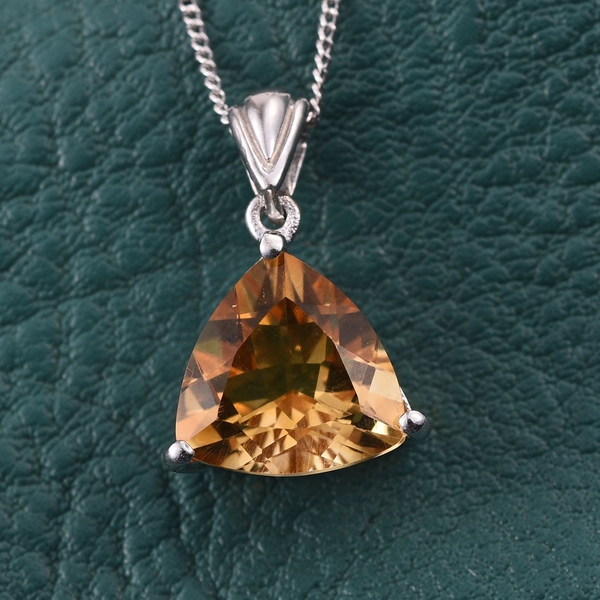 Citrine (Trl) Solitaire Pendant with Chain in Platinum Overlay Sterling Silver 3.000 Ct.