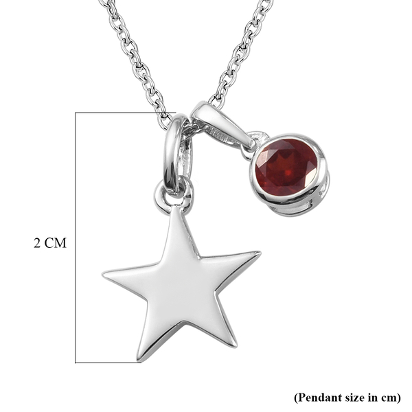 Mozambique Garnet 2 Pcs Pendant with Chain (Size 20) with Lobster Clasp in Platinum Overlay Sterling Silver