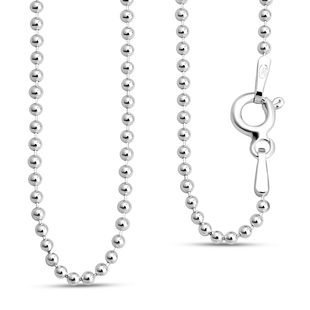 Sterling Silver Ball Bead Chain (Size 20) with Spring Ring Clasp, Silver wt 3.10 Gms