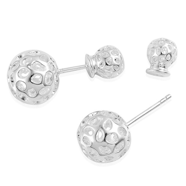 RACHEL GALLEY Sterling Silver Front and Back Globe Stud Earrings (with Push Back), Silver wt 4.43 Gms.