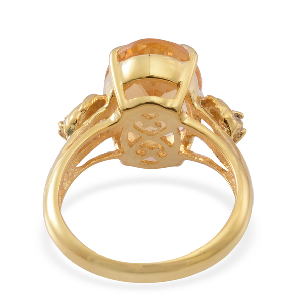 Citrine (Ovl 4.94 Ct), White Topaz Ring in 14K Yellow Gold Overlay Sterling Silver 5.000 Ct.