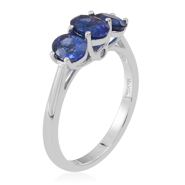 ILIANA 18K W Gold AAA Ceylon Blue Sapphire (Ovl), Diamond (SI-G-H) Ring 2.000 Ct.