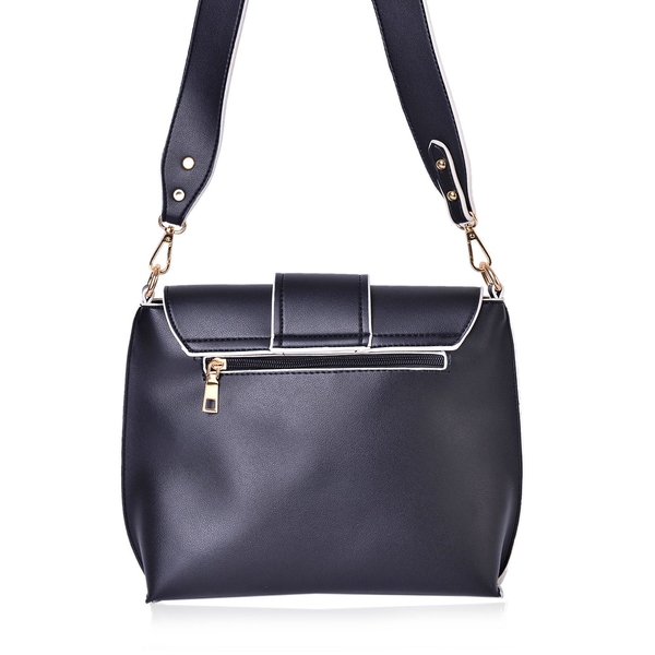 Black Colour Crossbody Bag with Removable Shoulder Strap (Size 24.5X21X8 Cm)
