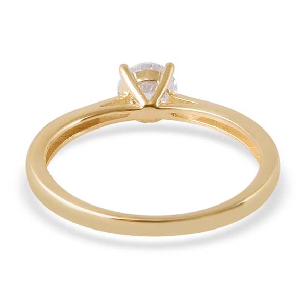 9K Yellow Gold SGL Certified Natural Diamond (I3-G-H) Solitaire Ring 0.50 Ct.