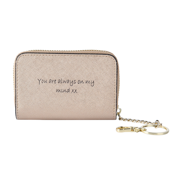Genuine Leather Alphabet R Wallet with Engraved Message on Back Side (Size 11X7.5X2.5 Cm) - Gold