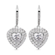 Simulated Diamond Heart Earrings (With Lever Back) in Silver Tone