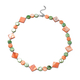 2 Piece Set - Orange and Green Shell Necklace (Size 20 with 2 inch Extender) and Hook Earrings in Silver Tone