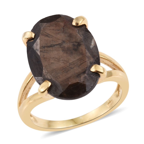 Natural Zawadi Golden Sheen Sapphire (Ovl) Ring in 14K Gold Overlay Sterling Silver 15.750 Ct. Silve