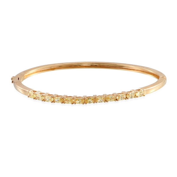Simulated Citrine (Ovl) Bangle (Size 7.5) in ION Plated 18K Yellow Gold Bond 3.500 Ct