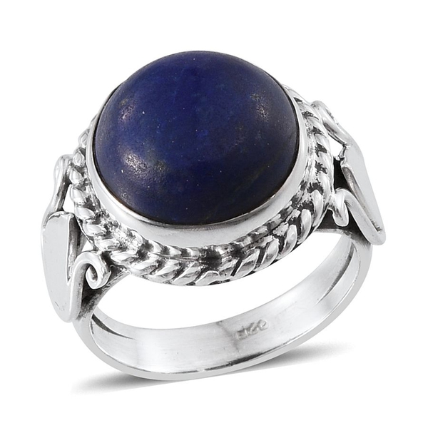 Tribal Collection of India Lapis Lazuli (Rnd) Solitaire Ring in Sterling Silver 8.010 Ct.