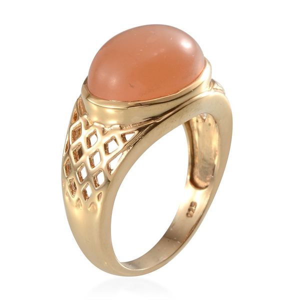 Mitiyagoda Peach Moonstone (Ovl) Solitaire Ring in Yellow Gold Overlay Sterling Silver 7.750 Ct.