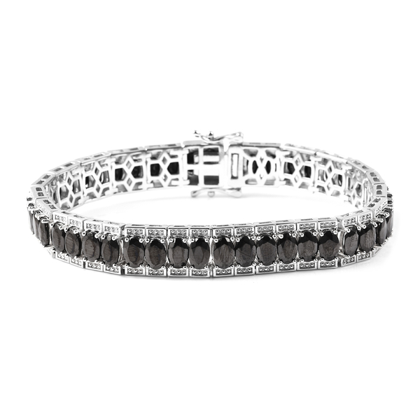 11.50 Ct Shungite Tennis Bracelet in Rhodium Plated Sterling Silver 7 Inch
