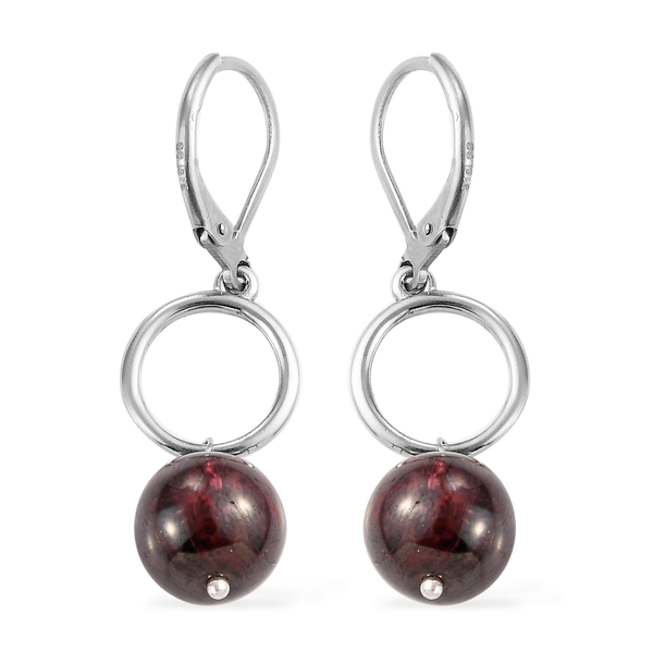 2 Piece Set - Mozambique Garnet Necklace and Hook Earrings in Stainless Steel 29.00 Ct.