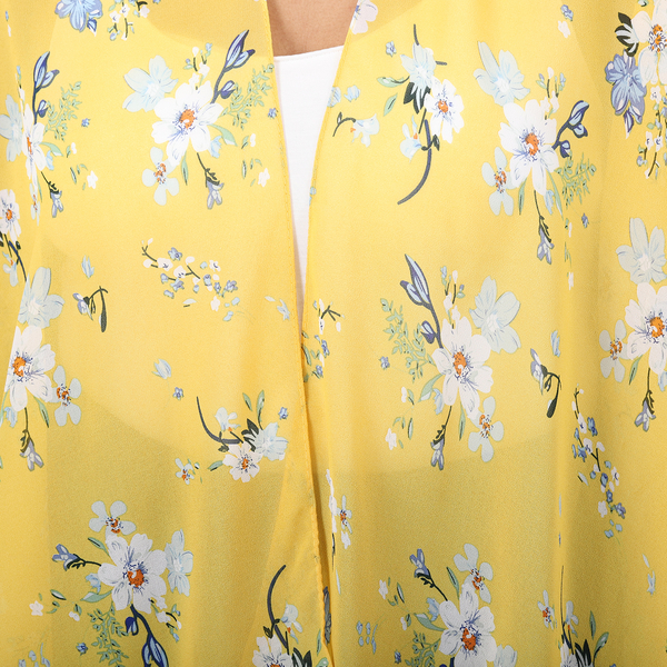 Jovie Flower Printed Kimono (Size 72x86cm) - Yellow