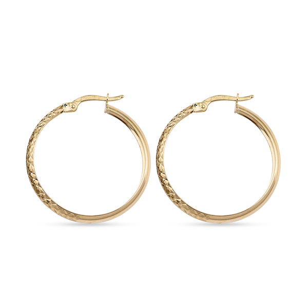 9K Yellow Gold Hoop Earrings (With Clasp)
