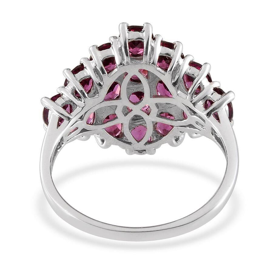 Orissa Rhodolite Garnet (Ovl) Cluster Ring in Platinum Overlay Sterling Silver 7.250 Ct.