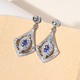Tanzanite and Natural Cambodian Zircon Dangling Earrings in Platinum Overlay Sterling Silver 1.27 Ct.