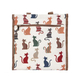 Signare Tapestry Cheeky Cat Pattern Shopper Bag and Pouch (Size 30x30x14 Cm) - Offwhite