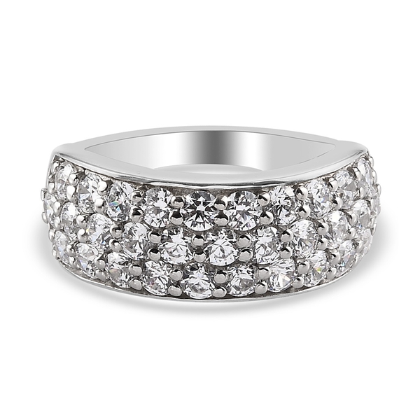 Lustro Stella Platinum Overlay Sterling Silver Cluster Ring Made with Finest CZ 2.50 Ct.