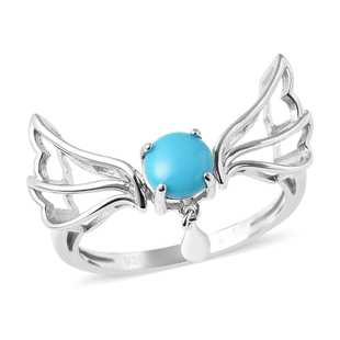 LucyQ Art Nouveau Collection Arizona Sleeping Beauty Turquoise Ring in Rhodium Overlay Sterling Silv