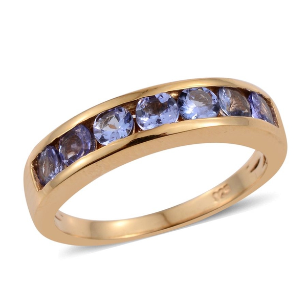 Tanzanite (Rnd) 7 Stone Half Eternity Band Ring in 14K Gold Overlay Sterling Silver 1.000 Ct.
