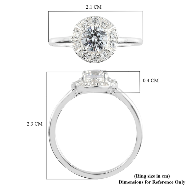 Lustro Stella Sterling Silver Halo Ring Made with Finest CZ 1.41 Ct.