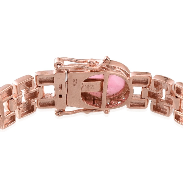 Pink Jade (Ovl) Bracelet (Size 7.5) in Rose Gold Overlay Sterling Silver 28.500 Ct.